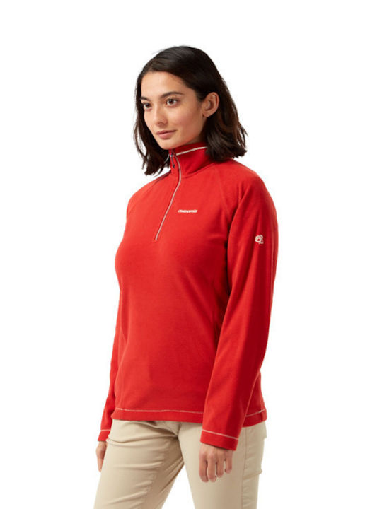 Craghoppers Half Women's Athletic Fleece Blouse Long Sleeve with Zipper Red