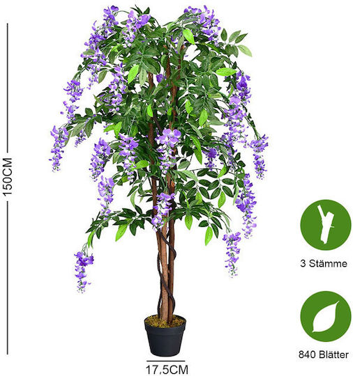 Künstliche Pflanze im Topf Lila 150cm Costway