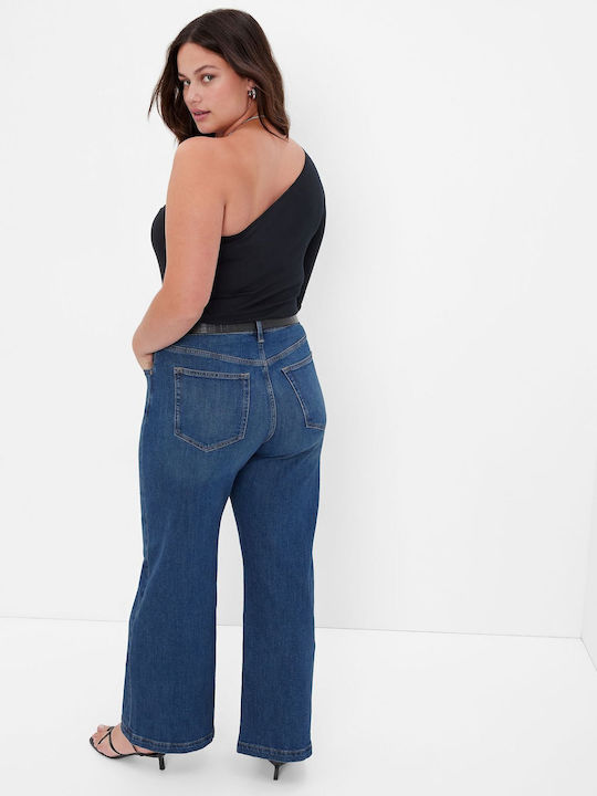 Hoch tailliert Damenjeans in Lockerer Passform Dark Wash