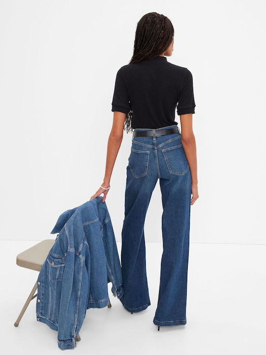 Hoch tailliert Damenjeans in Lockerer Passform Dark Wash