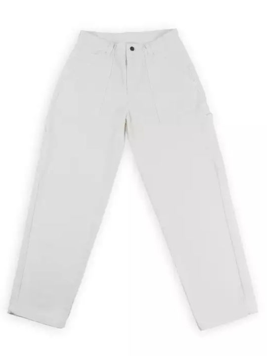 Damen Stoff Hose in Weitem Schnitt White