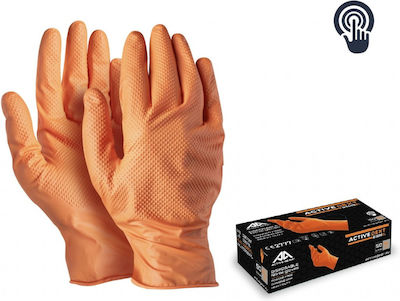 Active Gear Gloves for Work Orange Nitrile 1pcs