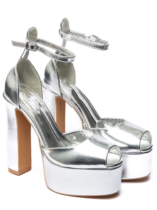 Malesa Silver Heels with Strap