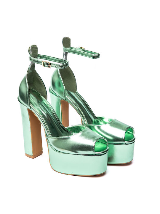 Malesa Green Heels with Strap