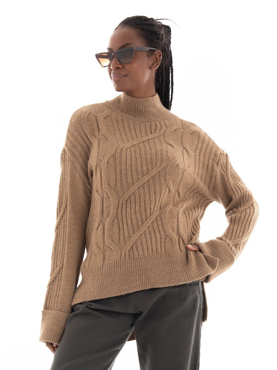 Only Damen Langarm Pullover Light Brown