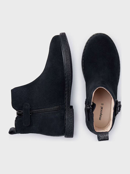 Suede Kids Boots with Zipper Black