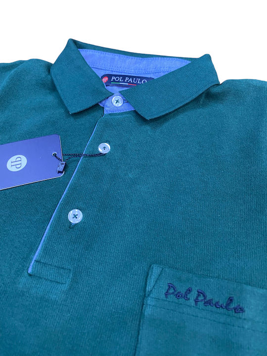 Pol Paulo Men's Long Sleeve Blouse Polo Green.