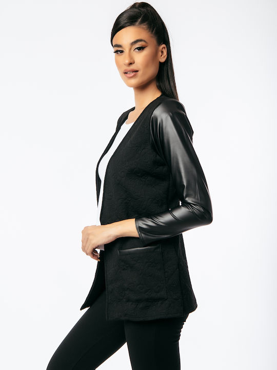 Dress Up Damen Leder Blazer Black