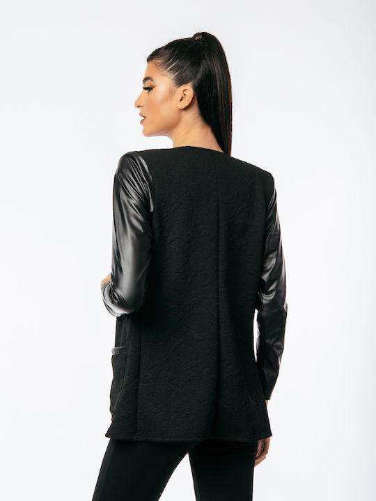 Dress Up Damen Leder Blazer Black