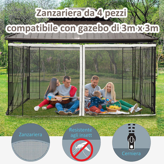 Outsunny Κουνουπιέρα για Camping Μαύρη 302x207εκ.