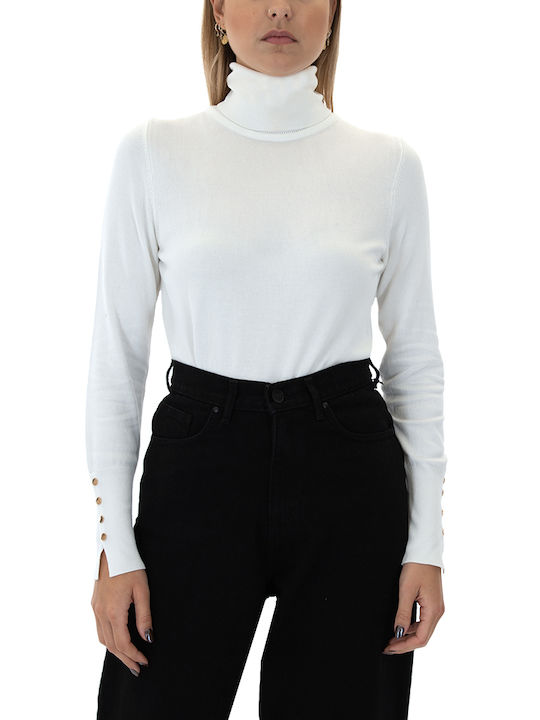 Tailor Made Knitwear Women's Long Sleeve Sweater Turtleneck Off White