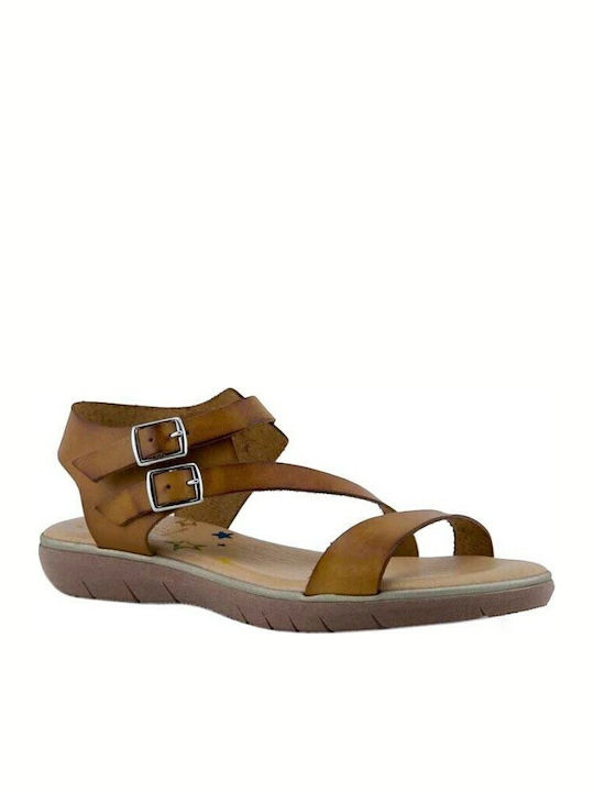 Marila Footwear Leather Women's Flat Sandals Camel