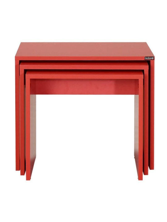 Set Zigon Rectangular Din Lemn Roșu 3 Buc M55xL40xH47cm