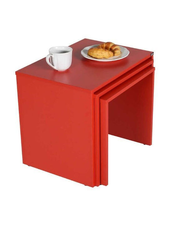 Set Zigon Rectangular Din Lemn Roșu 3 Buc M55xL40xH47cm