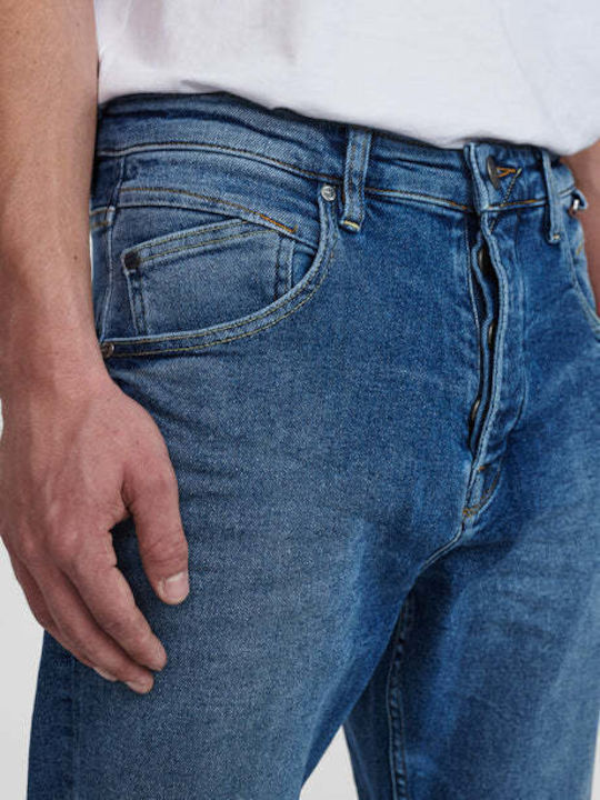 Alex K3948 Men's Elastic Jeans Pants with Slim Tapered Fit Blue K3948