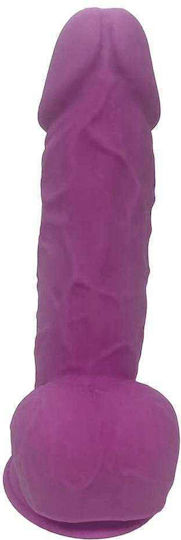 Dream Toys Real Love Silicone Dildo Balls Glass Dildo with Balls and Suction Cup Purple 21cm