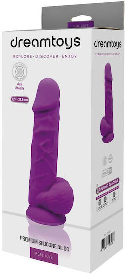 Dream Toys Real Love Silicone Dildo Balls Glass Dildo with Balls and Suction Cup Purple 21cm