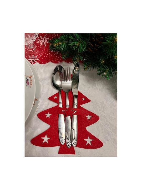 Ruhhy Set Christmas Cutlery Holders Fabric Red L20xW17cm. 12pcs