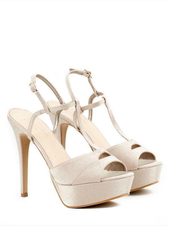 Beatrice Estell Stoff Damen Sandalen in Beige Farbe