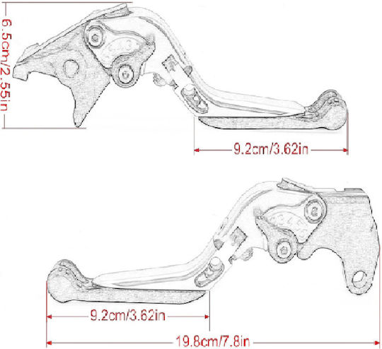 Innovaciones MS Set of Motorcycle Brake/Clutch Levers Flexible Adjustable Black FZX-021