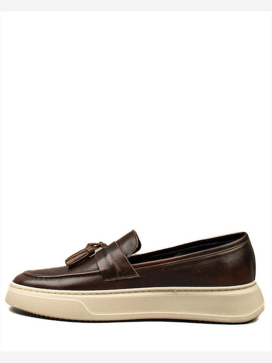 Δερμάτινα Ανδρικά Loafers σε Καφέ Χρώμα
