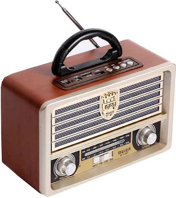 Andowl YX2022 Retro Radio portabil Cu alimentare la rețea cu Bluetooth și USB Maro