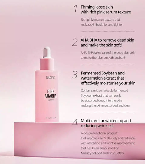 Nacific Pink Ahabha Moisturizing Serum Face with Hyaluronic Acid & Salicylic Acid for Radiance & Revitalization 50ml
