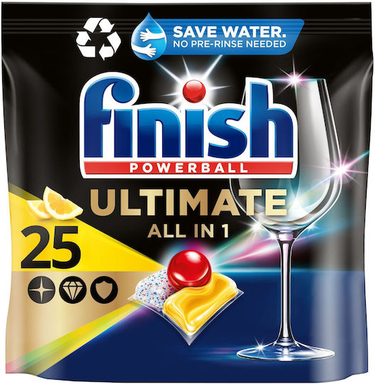 Finish Ultimate All in One 25 Dishwasher Pods Lemon 322gr