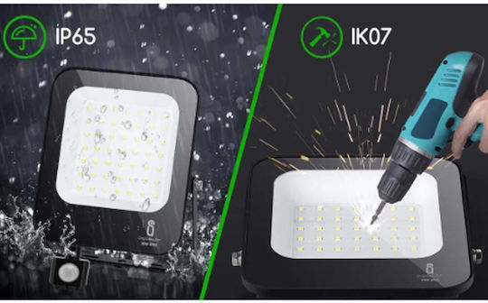Aigostar Wasserdicht LED Flutlicht 50W Kaltweiß 6500K mit Bewegungssensor IP65