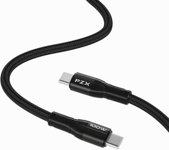 PZX V187 USB 2.0 Кабел USB-C Мъжки - USB-C 100W Захранване PD Черен 2м 736
