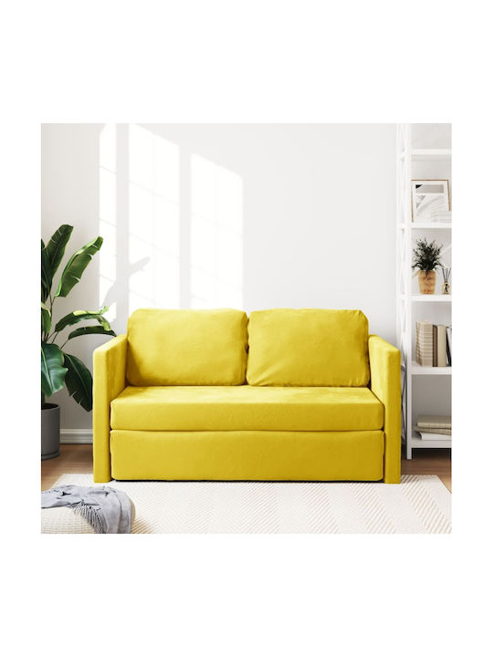 Two-Seater Velvet Couch Bed with Manufacturer Colour Yellow 122x204x55 cm