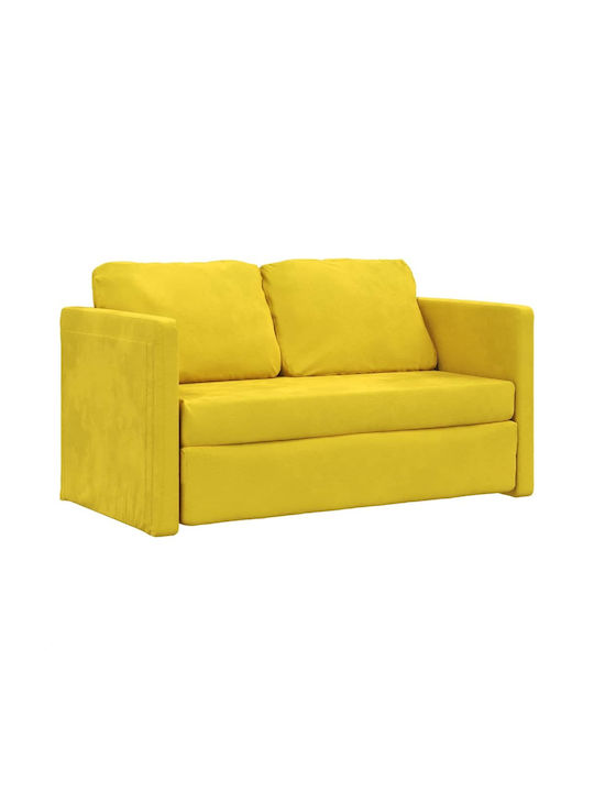 Two-Seater Velvet Couch Bed with Manufacturer Colour Yellow 122x204x55 cm