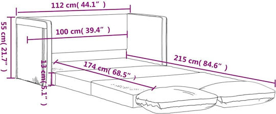 Doppelsitzer Sofa Bett Blau 112x174x55cm