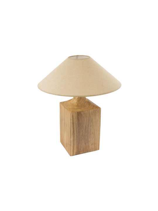 GloboStar Wood Table Lamp for Socket E27 with Beige Shade and Base