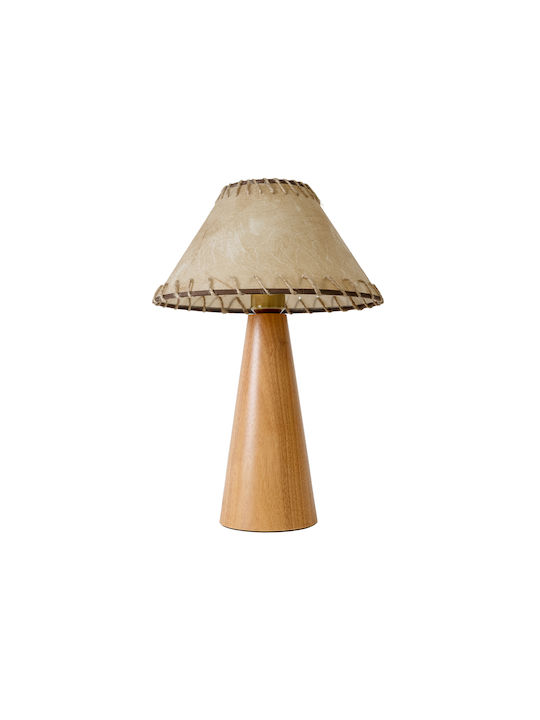 GloboStar Wood Table Lamp for Socket E27 with Beige Shade and Base