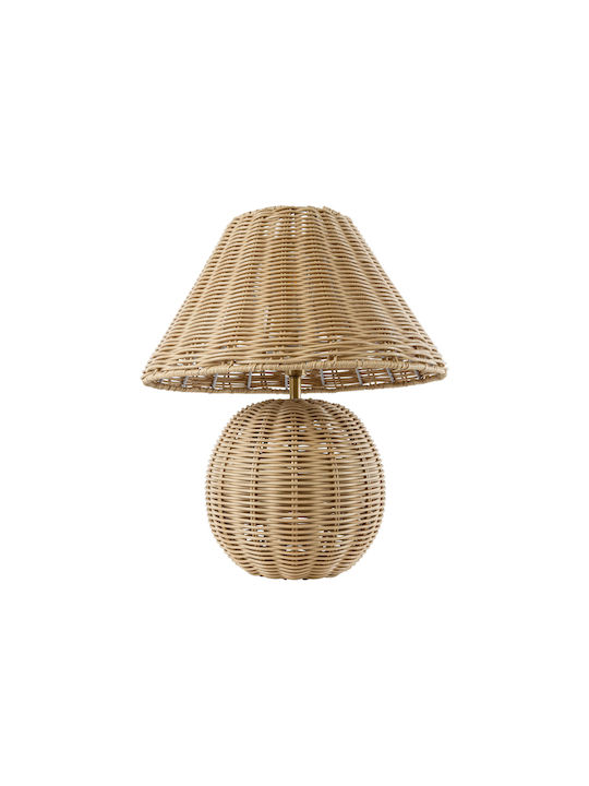 GloboStar Wood Table Lamp for Socket E27 with Beige Shade and Base