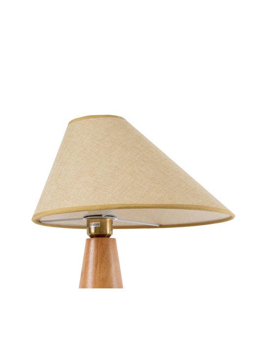 GloboStar Kauai Wood Table Lamp for Socket E27 with Beige Shade and Base