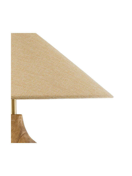 GloboStar Wood Table Lamp for Socket E27 with Beige Shade and Base
