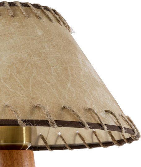 GloboStar Wood Table Lamp for Socket E27 with Beige Shade and Base
