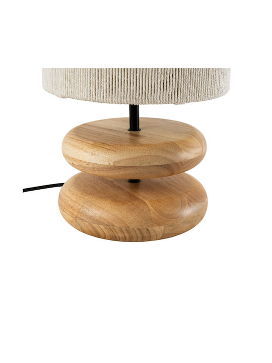 GloboStar Tuvalu Wood Table Lamp for Socket E27 with Beige Shade and Base