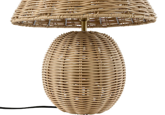 GloboStar Wood Table Lamp for Socket E27 with Beige Shade and Base
