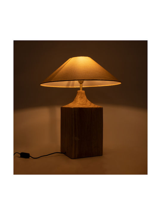 GloboStar Wood Table Lamp for Socket E27 with Beige Shade and Base