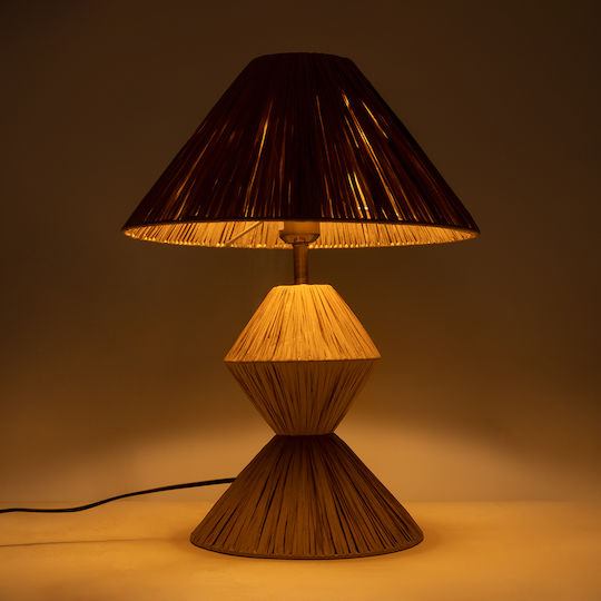 GloboStar Wood Table Lamp for Socket E27 with Beige Shade and Base