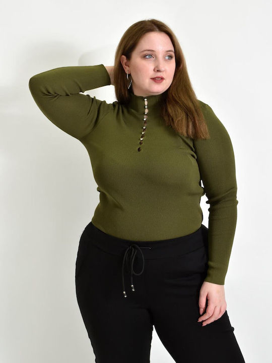 Potre Damen Crop Top Rollkragenpullover Langarm Ladi