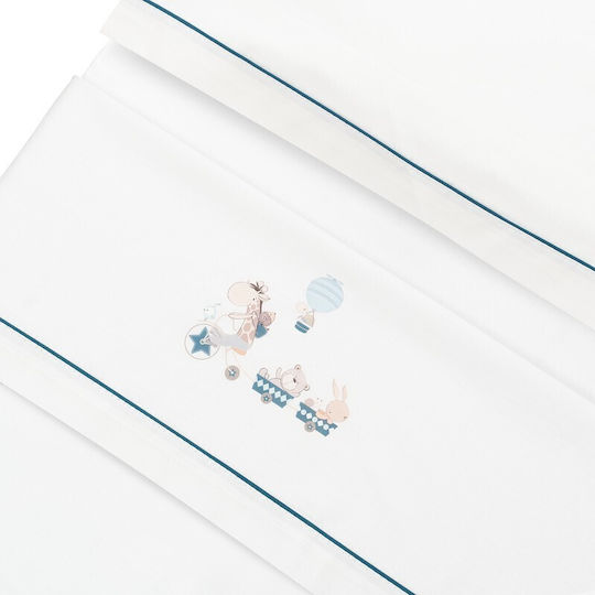 Interbaby Baby Sheets Set Crib Cotton Fitted White 115x175cm 3pcs