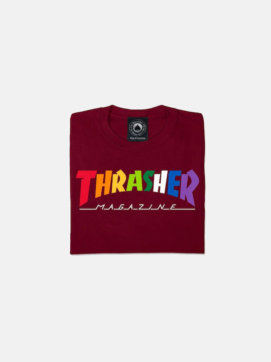 Thrasher Rainbow Mag Ανδρική Μπλούζα Κοντομάνικη Maroon