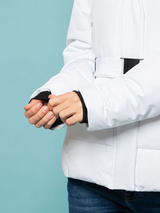 Women's Short Puffer Jacket for Winter White
