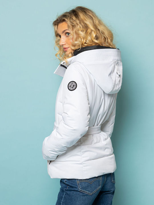 Women's Short Puffer Jacket for Winter White
