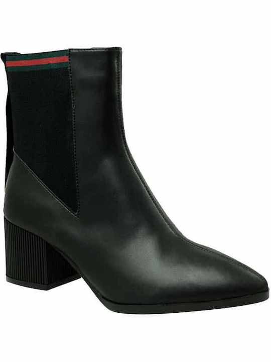 Favela Leather Women's Chelsea Boots with Medium Heel Black