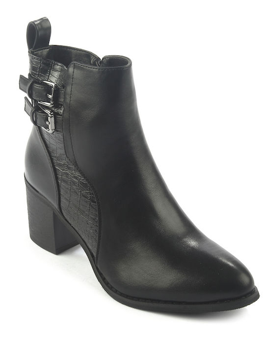 Fshoes Women's Ankle Boots with Medium Heel Black